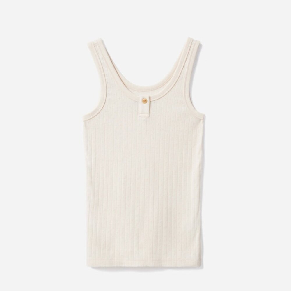 Everlane 100% Organic Cotton Pointelle Tank, Small, Like New, Cream/Natural
